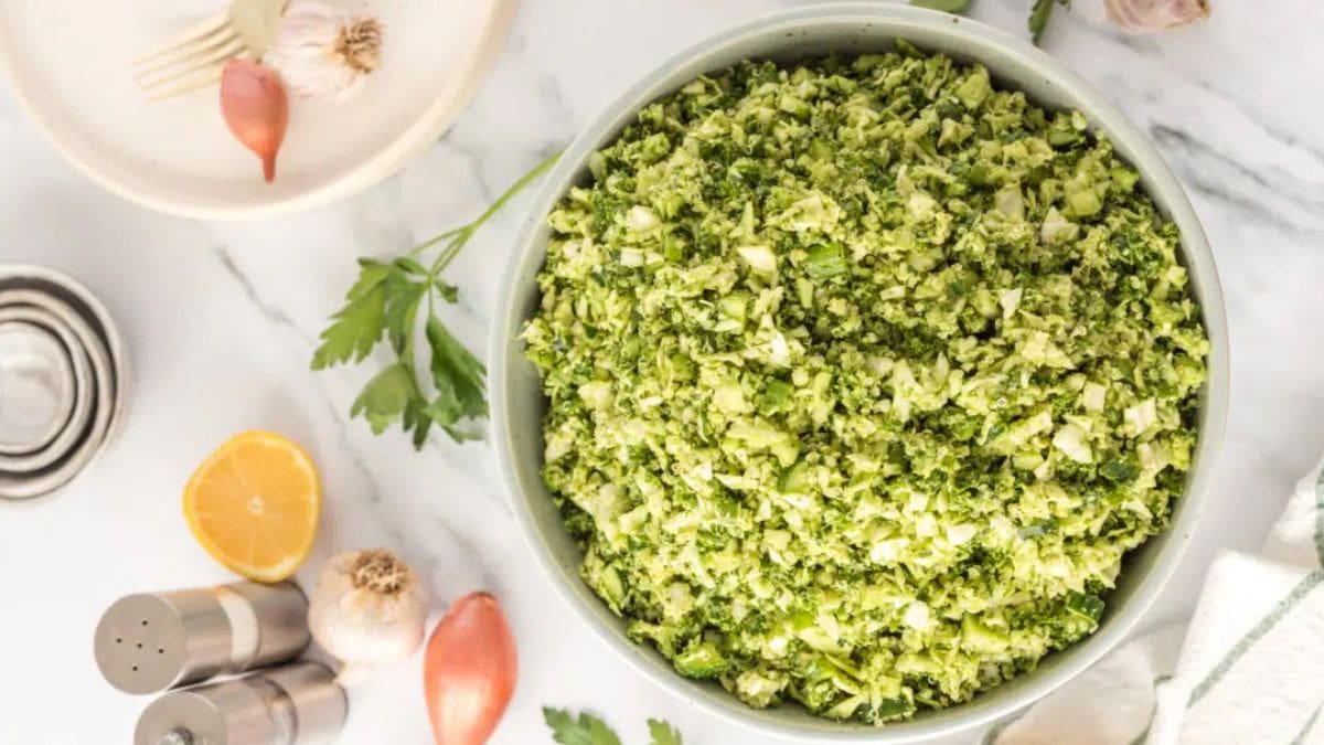A bowl of green goddess chopped salad