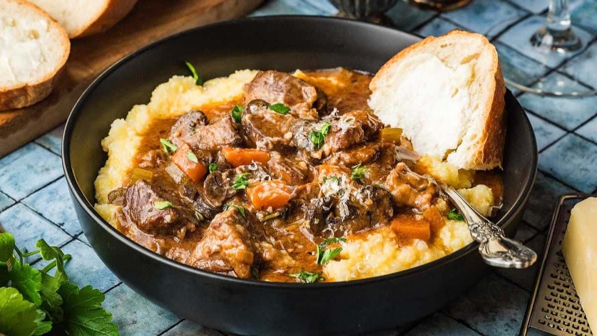 A serving of Italian beef stew.