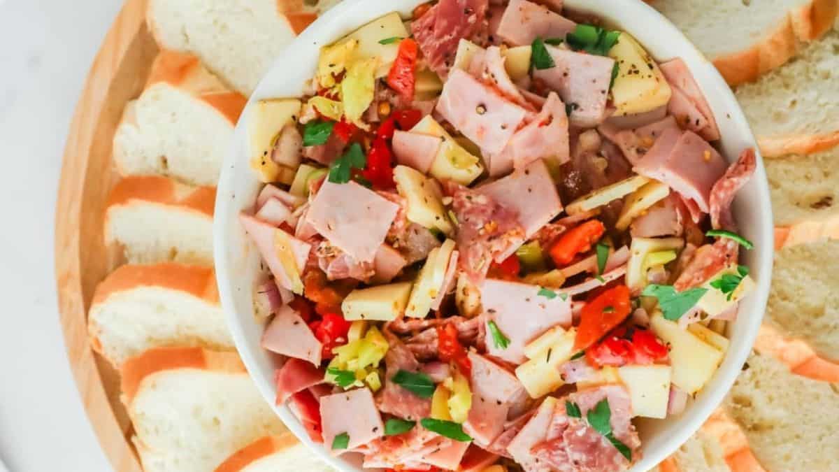 Italian Hoagie Dip, served with some bread. 