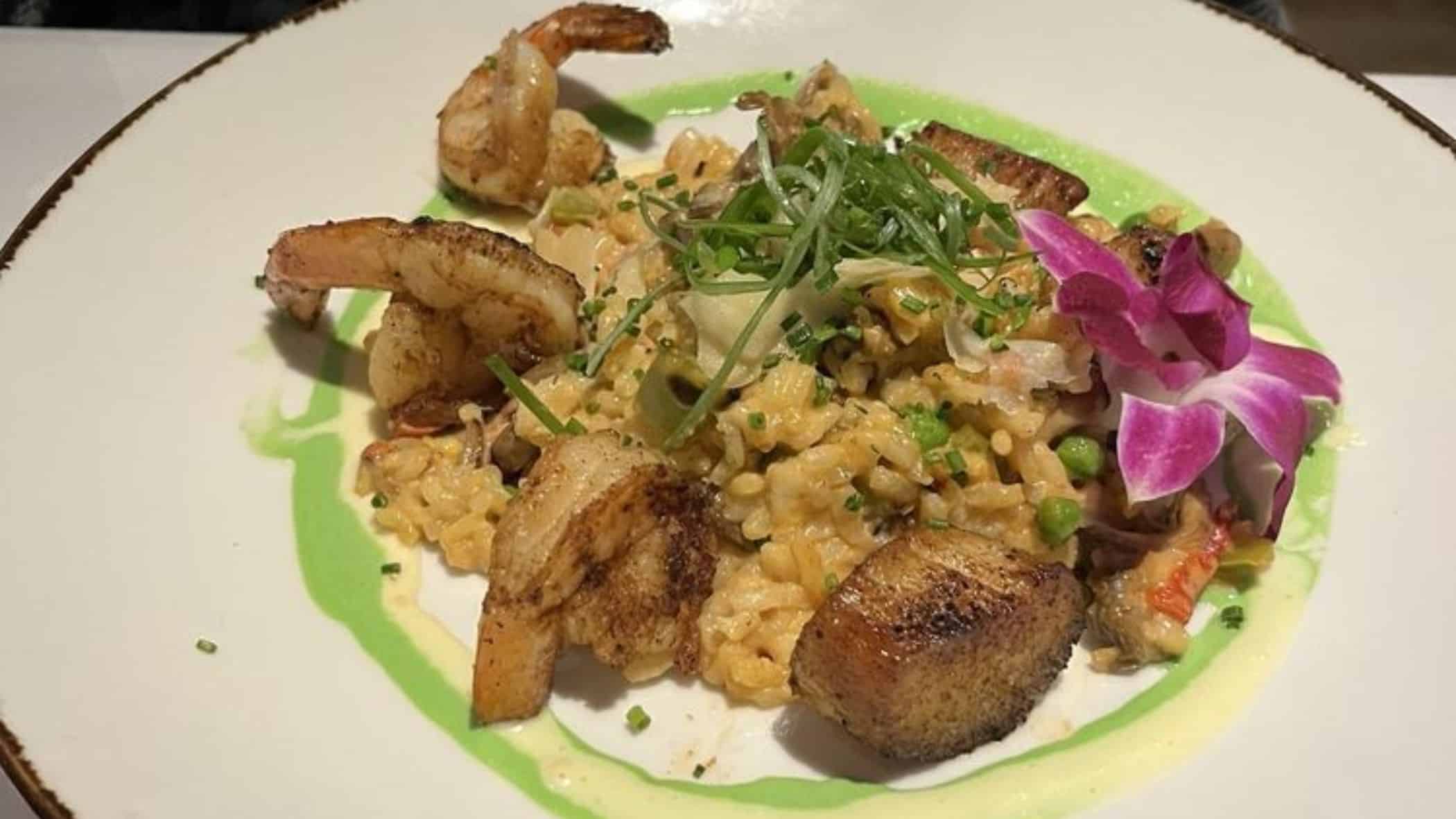 A serving of Seafood & Mushroom Risotto