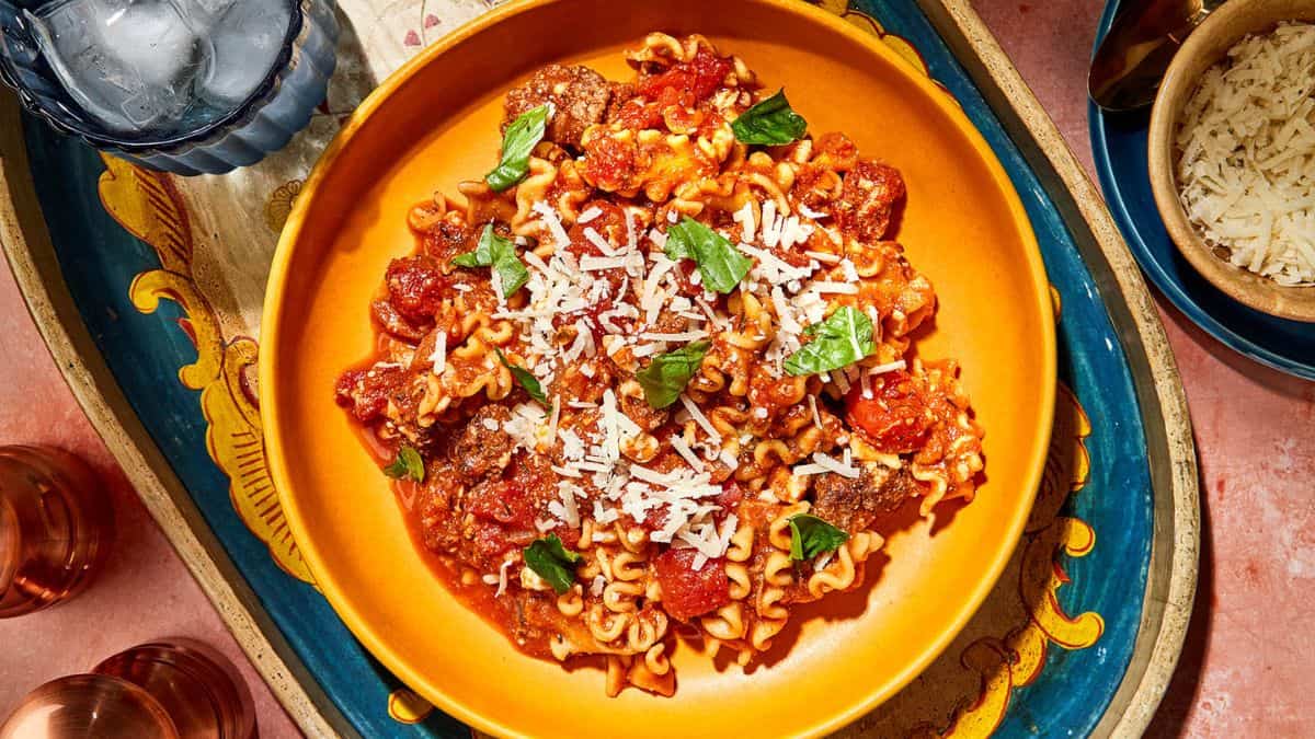 A serving of lasagna stew