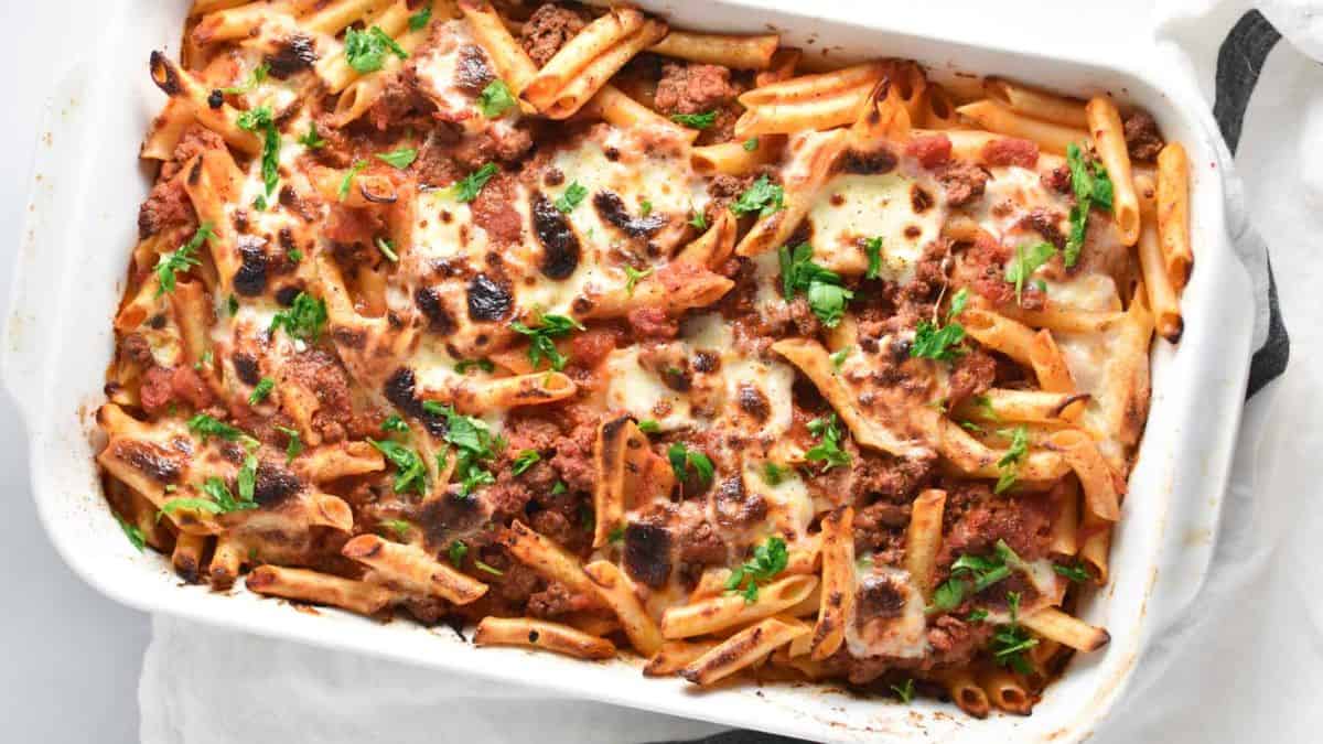 Lazy Lasagna in a baking dish.
