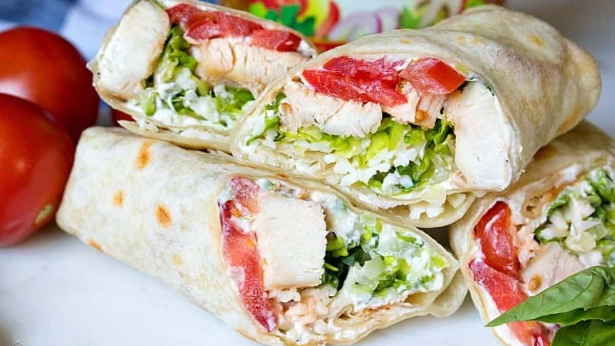 A few pieces of caprese chicken wraps. 