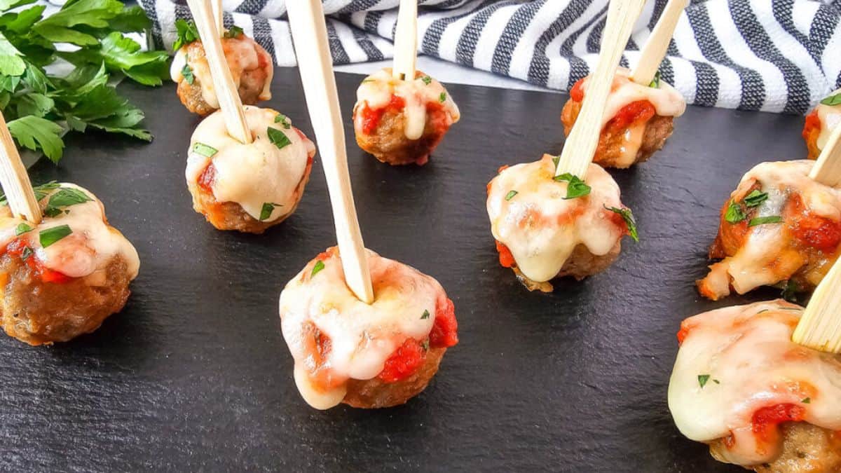 A few pieces of meatball marinara bites. 