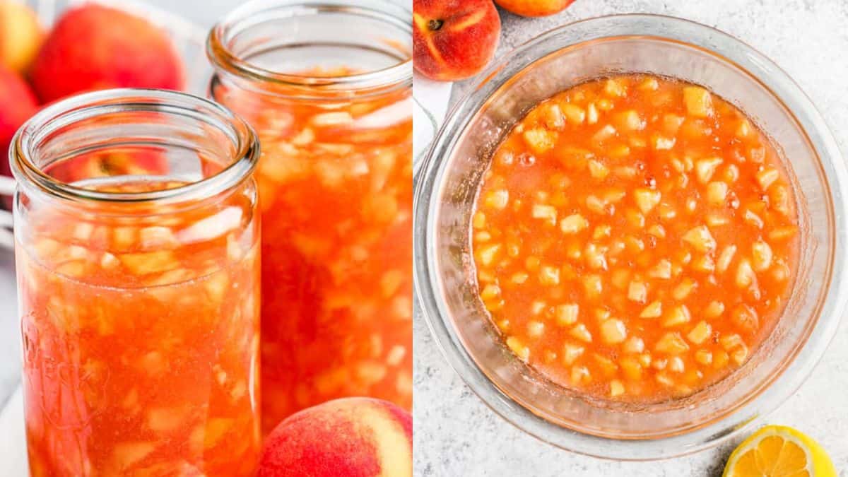 Jars full of Peach Jam.