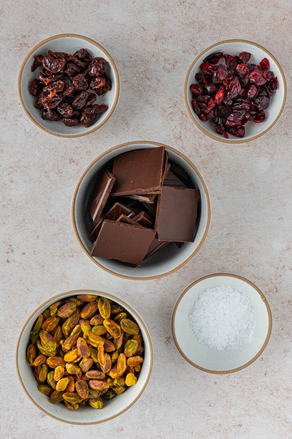 ingredients to make Chocolate Pistachio Cranberry Bark