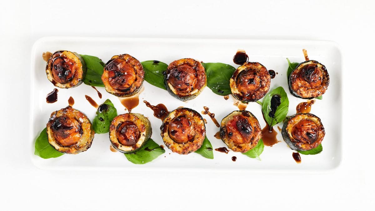 A few pieces of Caprese Zucchini Cups.