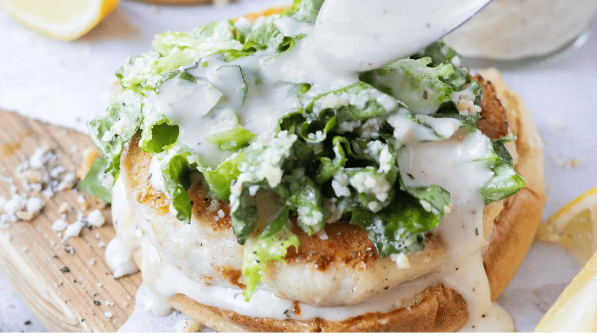 A serving of Chicken Caesar Burger. 