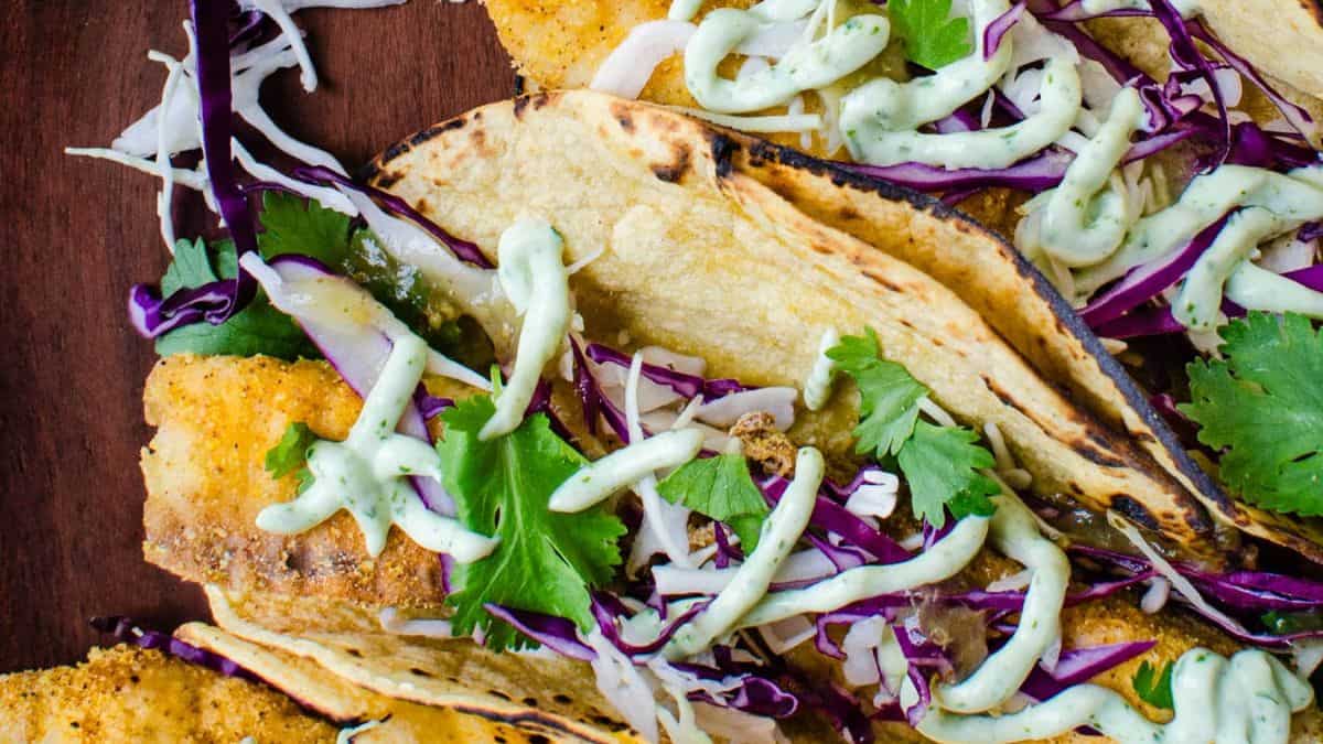 A few pieces of Crispy Baked Fish Tacos.