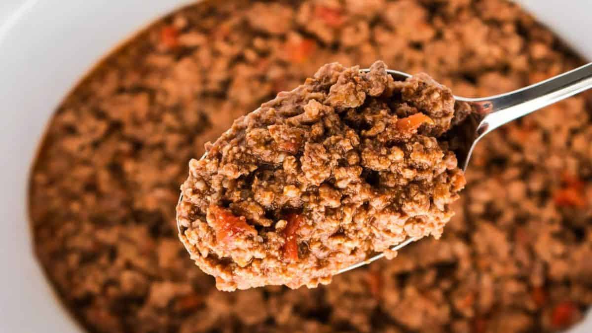 A spoonful of Crockpot Taco Meat.