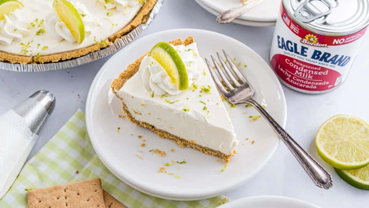 Perfect slice of eagle brand no bake key lime pie recipe