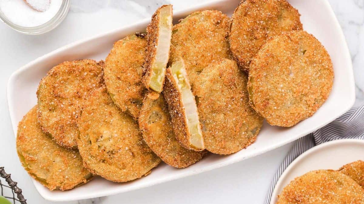 Fried Green Tomatoes served on a platter.