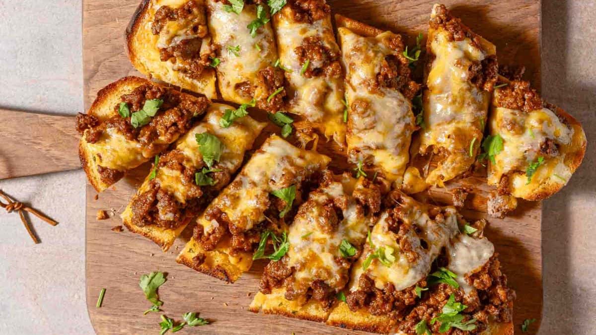 Slices of Garlic Bread Sloppy Joes.