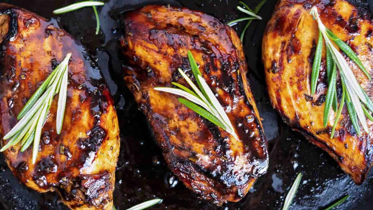 A few pieces of Glazed Balsamic Chicken.