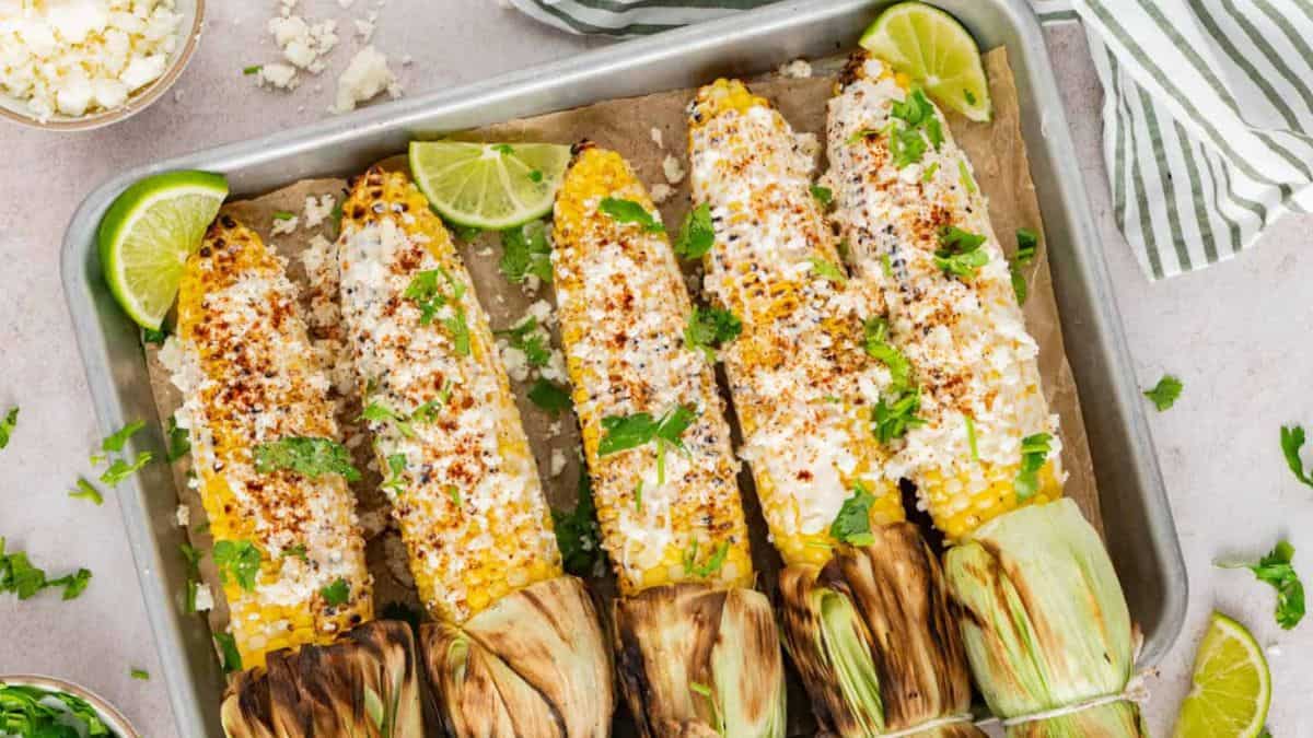 A few pieces of Grilled Mexican Street Corn.