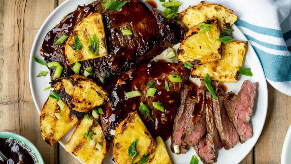 Hawaiian Grilled Ribeye served on a plate.