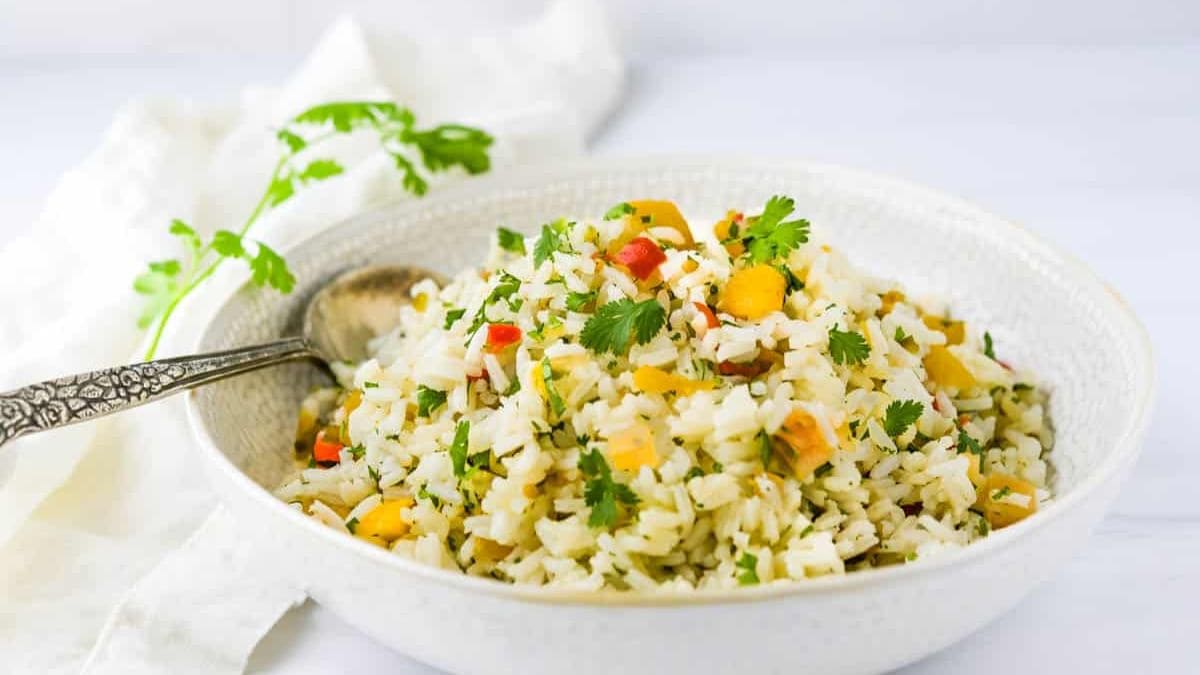 Hawaiian Rice Pilaf in a bowl.