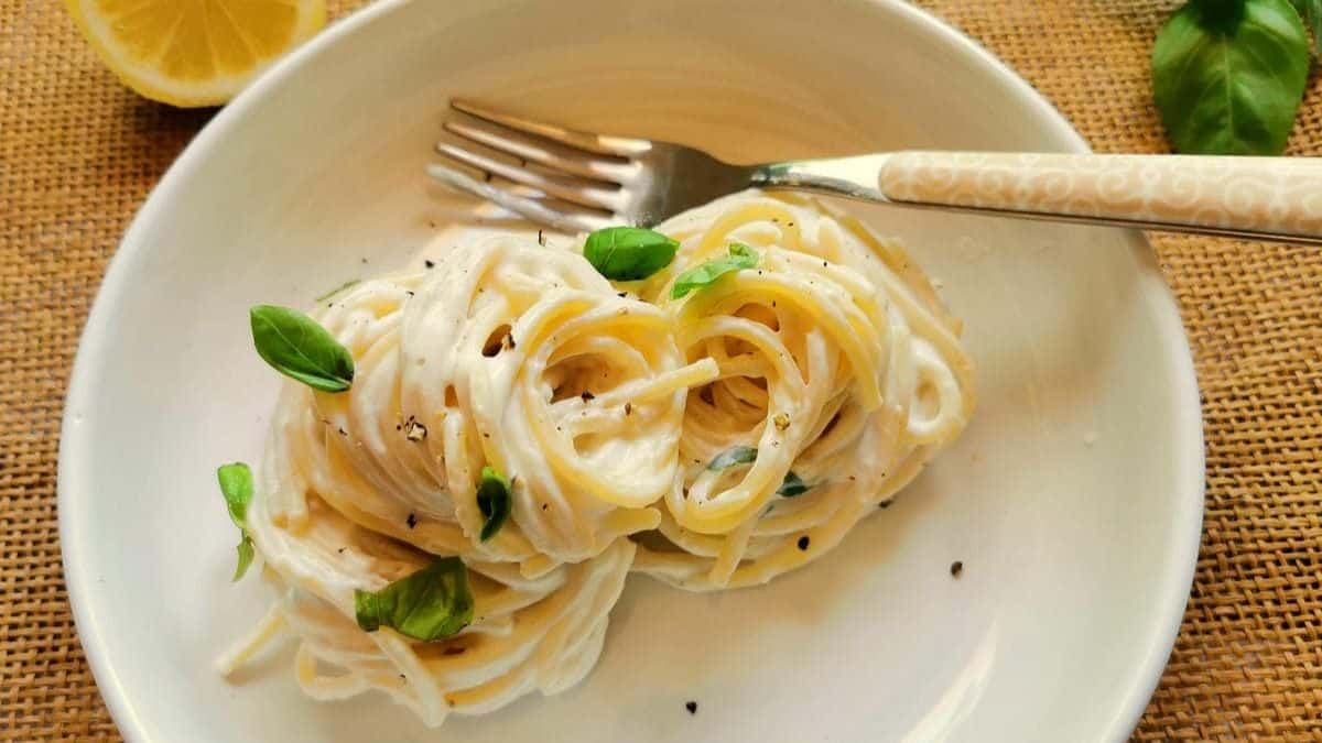Lemon Ricotta Pasta served on a plate. 