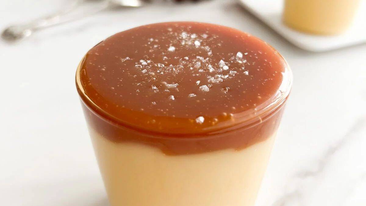 A single serving of Salted Caramel Budino.