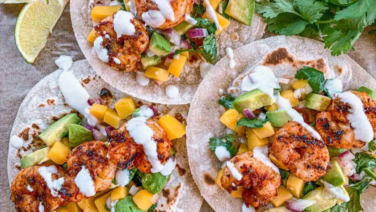 Shrimp Tacos With Mango Salsa.