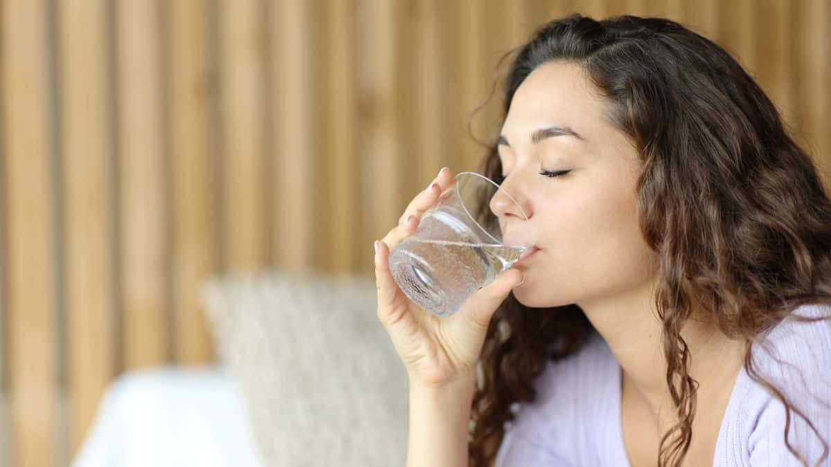 woman drinking water