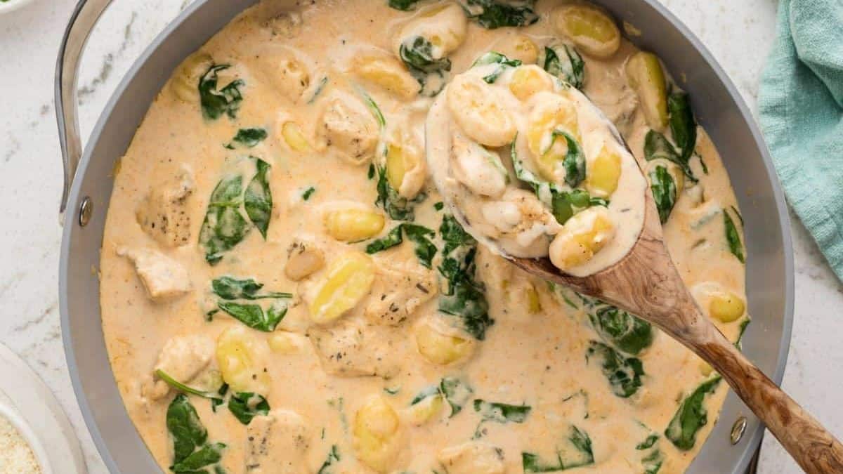 Creamy Gnocchi Chicken in a pot.