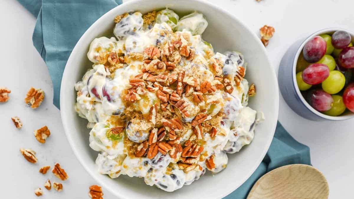 Grape Salad served in a bowl. 