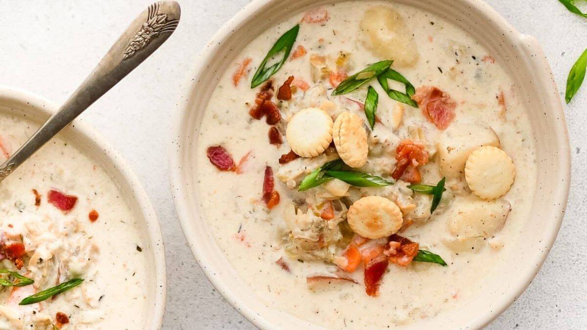 A couple of serving of New England Clam Chowder.