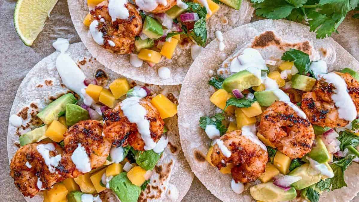 A few servings of Shrimp Tacos With Mango Salsa.