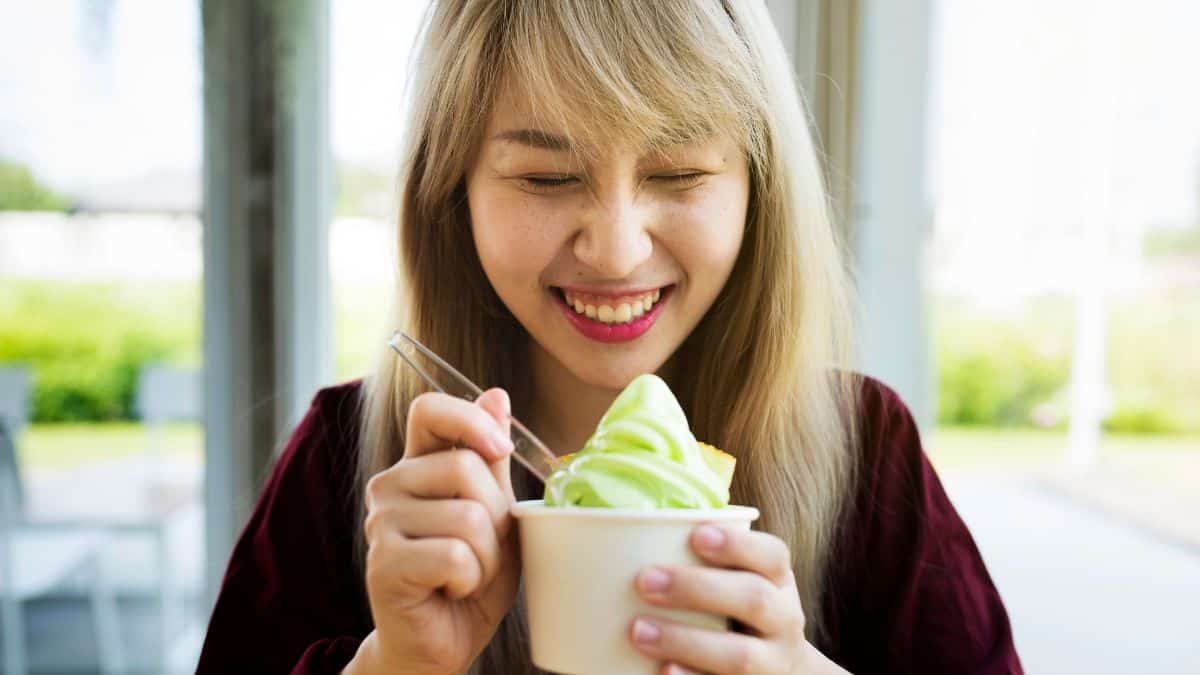 woman eating ice cream