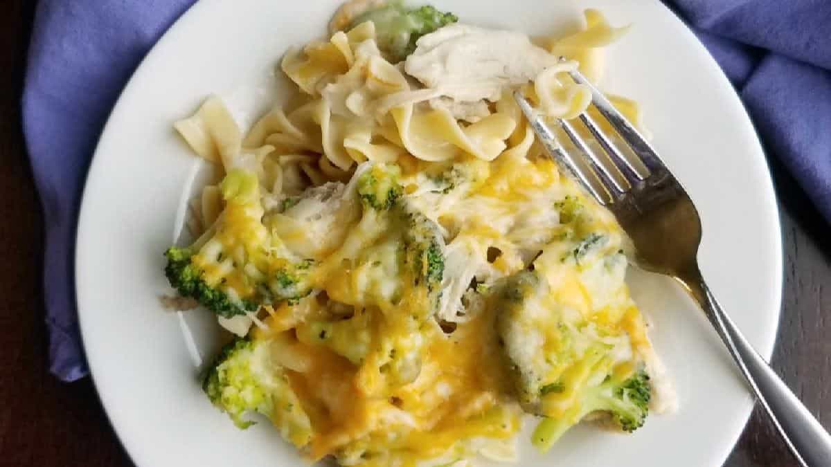 A serving of Grandma&rsquo;s Chicken Broccoli Casserole.