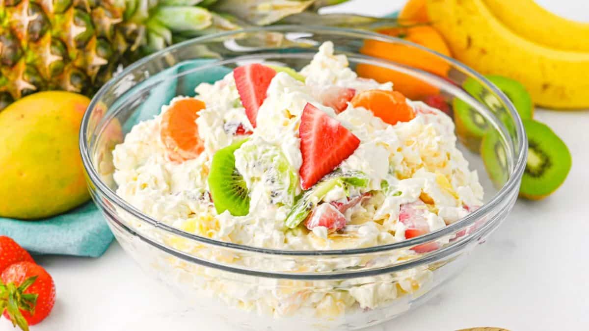Hawaiian Cheesecake Salad in a bowl. 