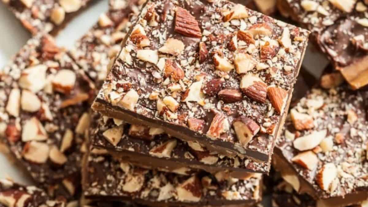 A couple of pieces of Homemade Almond Roca.
