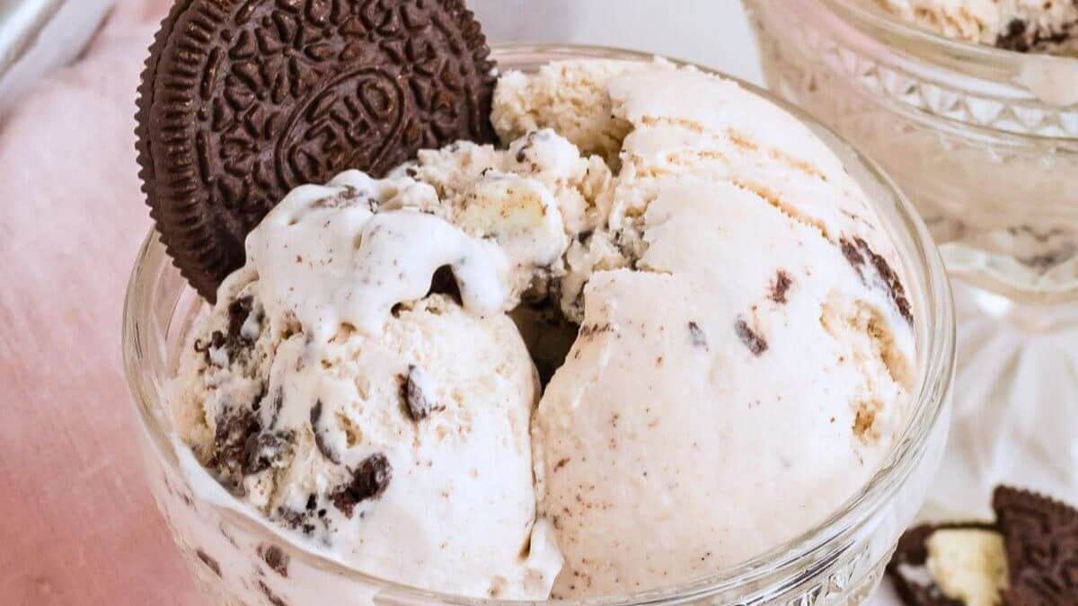 A serving of How to Make Cookies and Cream Ice Cream.