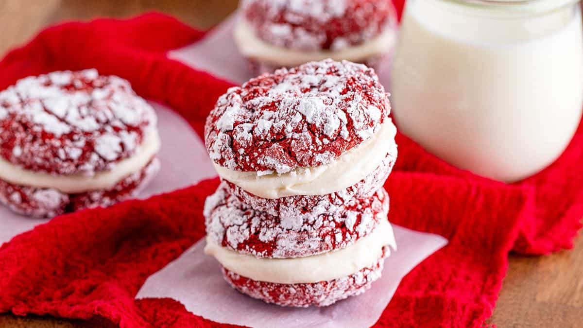 A couple of Red Velvet Sandwich Cookies.