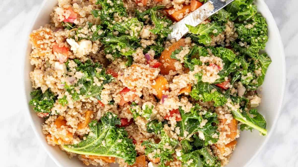 A serving of Sweet Potato Quinoa Salad.