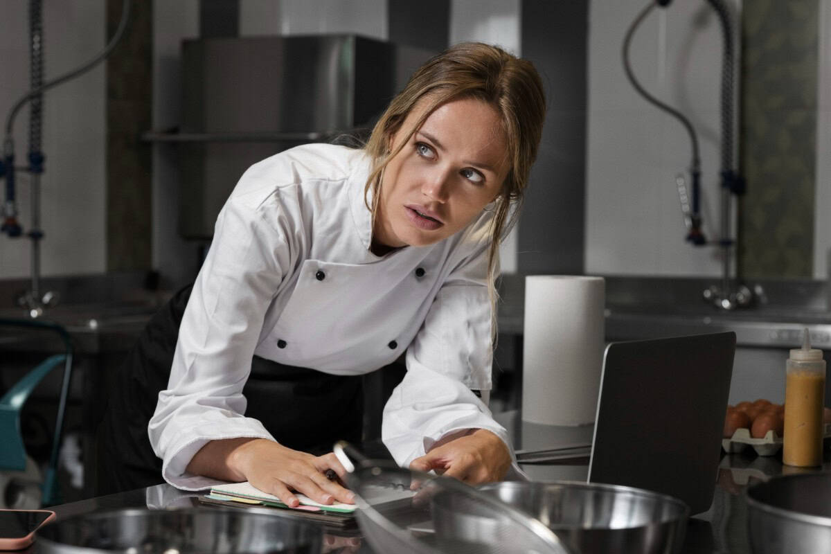 The chef seems rushed and stressed in open kitchens