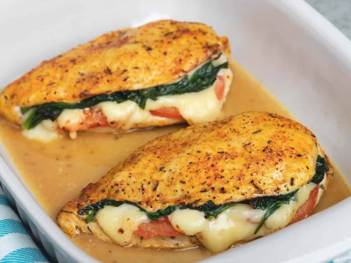 Three-Cheese Spinach Stuffed Chicken