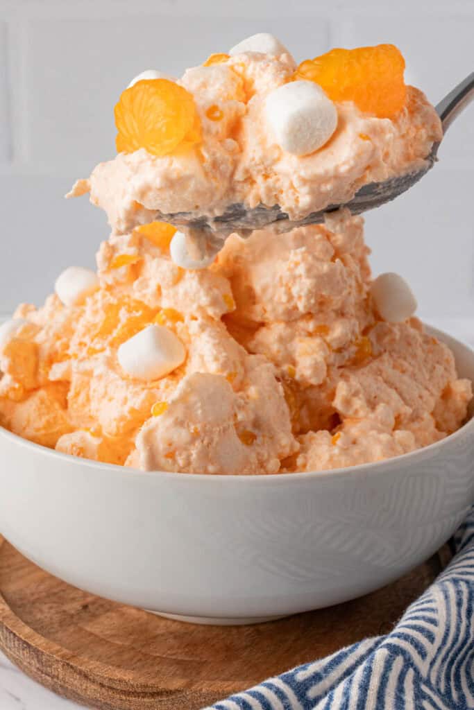 A spoonful of Creamsicle Orange Fluff Jello Salad