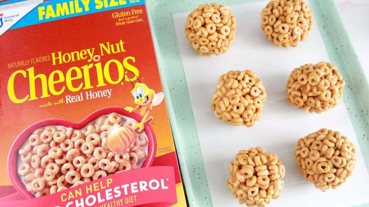 A couple of pieces of Honey Nut Cheerio Balls.