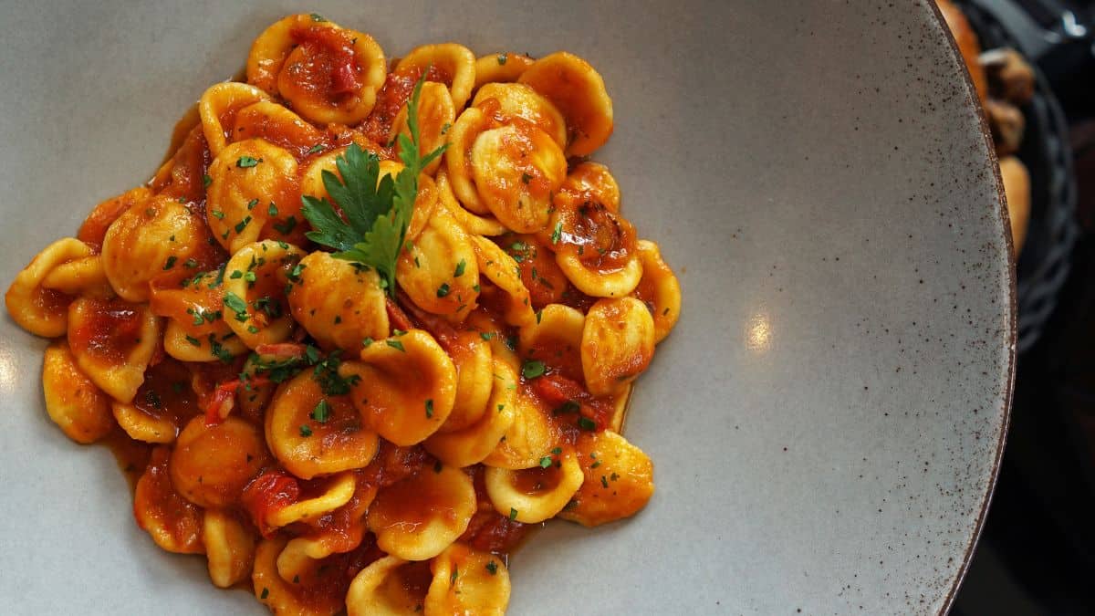 Orecchiette pasta with red sauce
