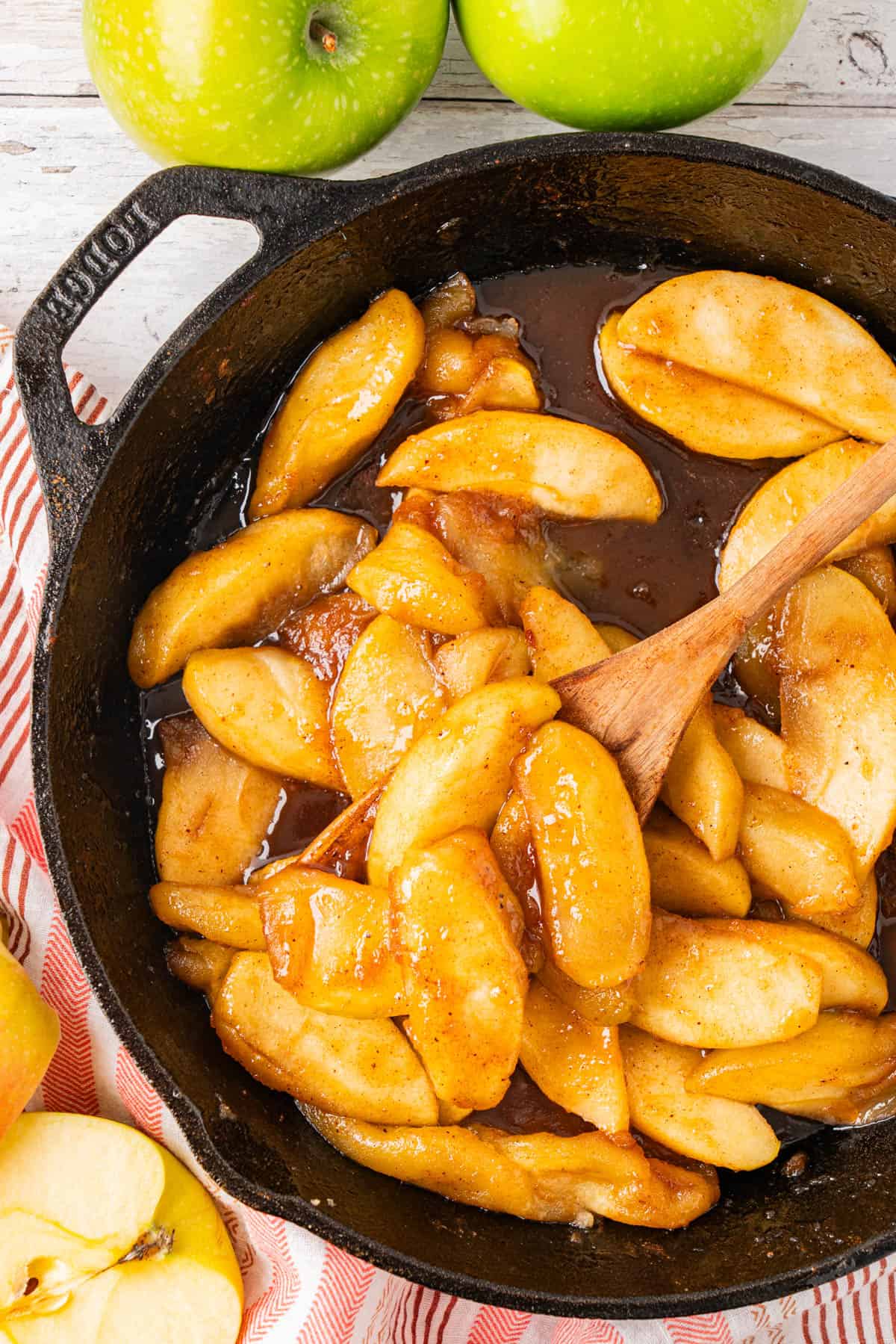 Southern Fried Apples on a skillet