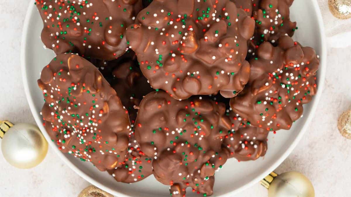 A plateful of Christmas Crockpot Candy