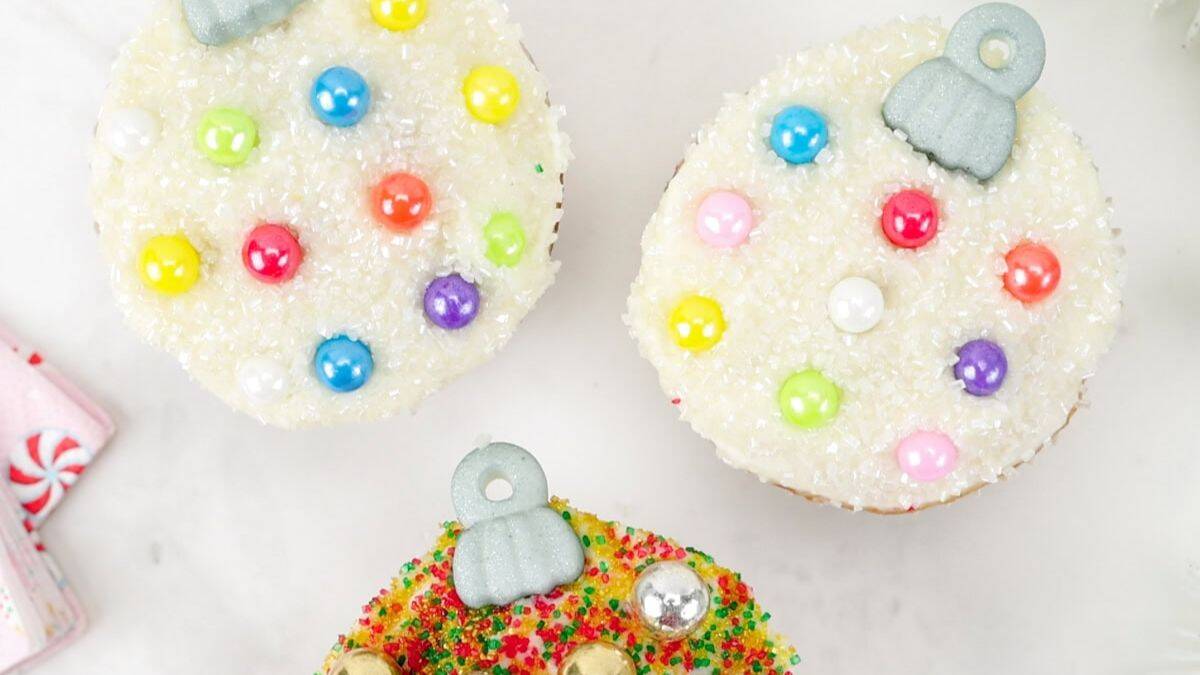 A couple of pieces of Christmas Ornament Cupcakes.