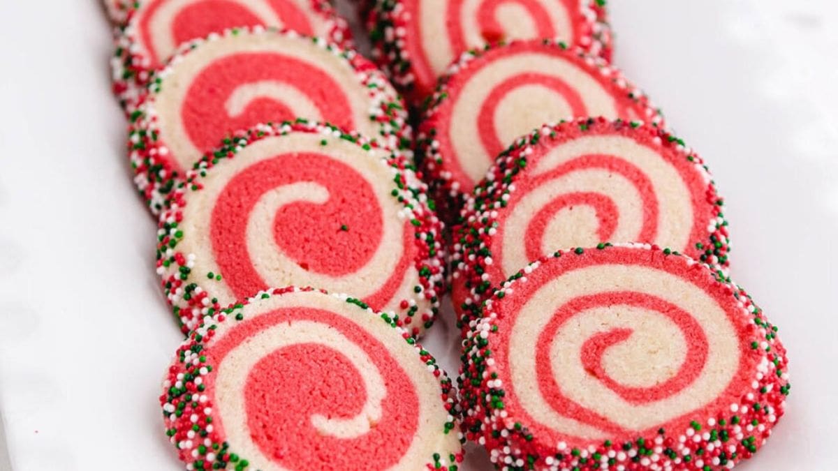 A couple of pieces of Christmas Pinwheel Cookies.