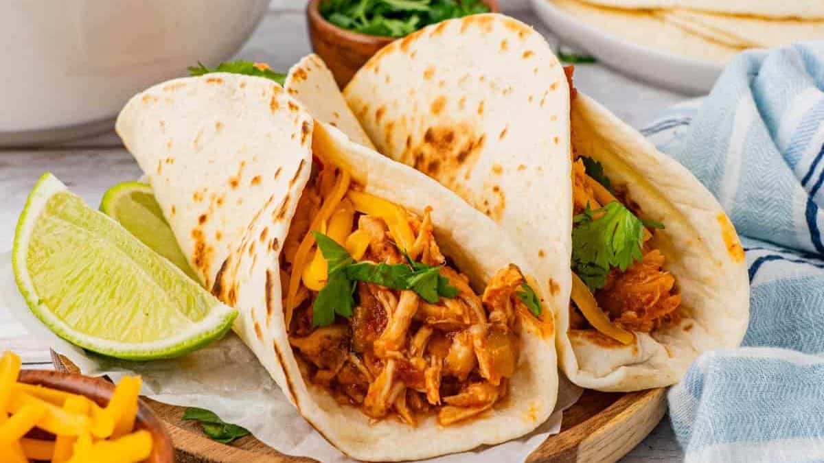 Two servings of Crockpot Taco Chicken (Shredded Mexican Chicken).