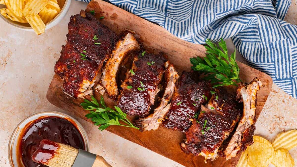 A full oven-baked baby back ribs. 