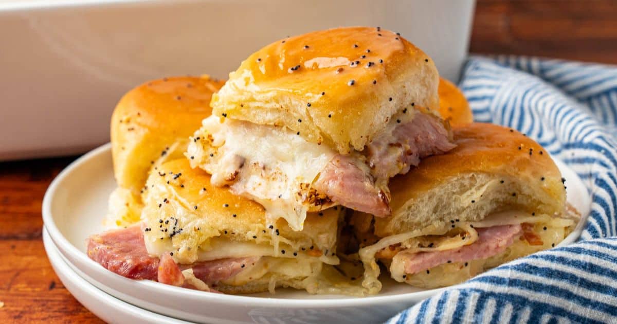 Hot Ham & Swiss Sliders on Hawaiian Rolls