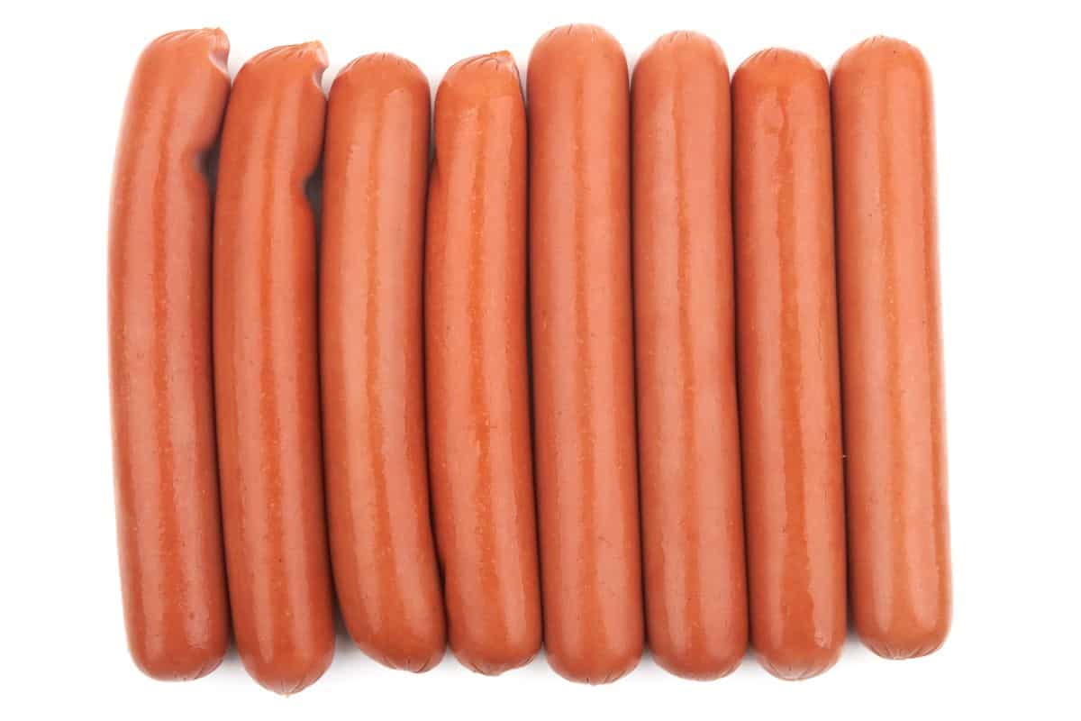 plain hot dogs on white background