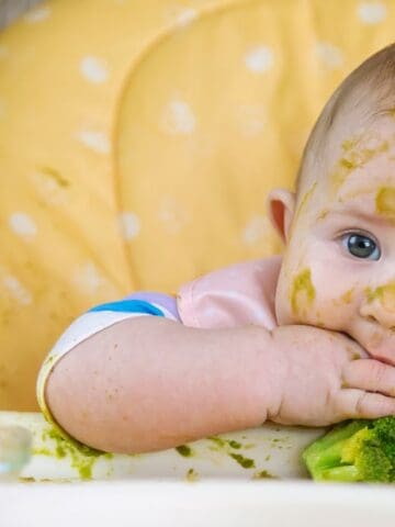 baby eating puree